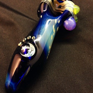 Moon & Star Dichro Image Hand Blown Glass Pipe