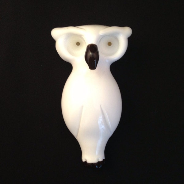 White Owl Hand Blown Glass Pipe