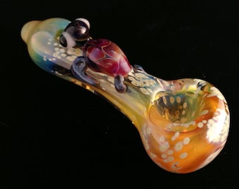 Red Turtle Critter Hand Blown Glass Pipe