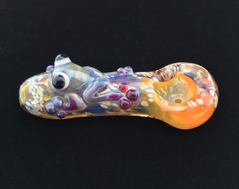 Frog Critter Hand Blown Glass Pipe