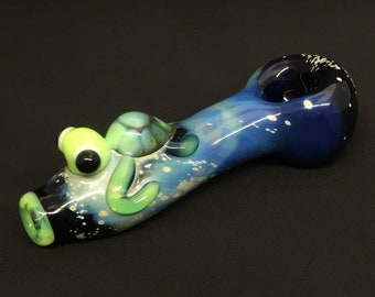 Slyme Space Turtle Hand Blown Glass Pipe