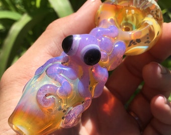 Critter Pipe Octopus PINK SLYME Hand Blown Glass Pipe