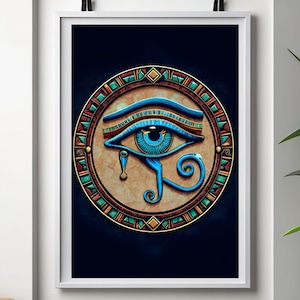 Eye of Horus Wall Art – Egyptian Symbol Digital Print, Bohemian Home Decor, Spiritual Protection Poster
