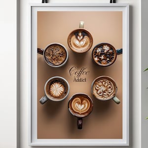 Latte Art Tasse Druck: Kaffee Kaffeetassen Tasse (Digitaler Download)