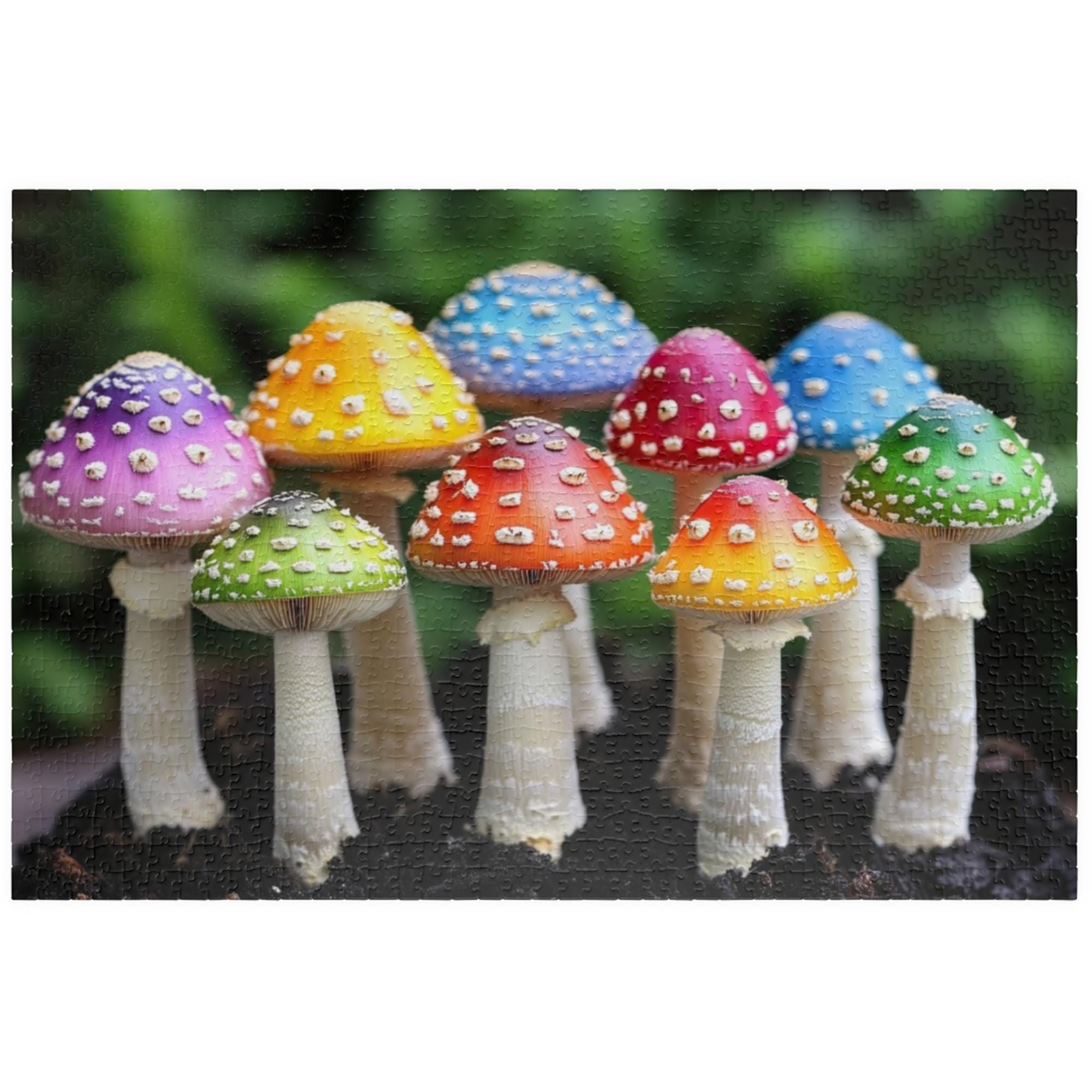Amanita Mushroom Family Puzzle, Whimsical Mycology Art, Fairy Tale Theme Vibe, Mycelium and Fungi Lovers