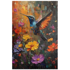 Hummingbird & Flowers Jigsaw Puzzle: Vibrant Art