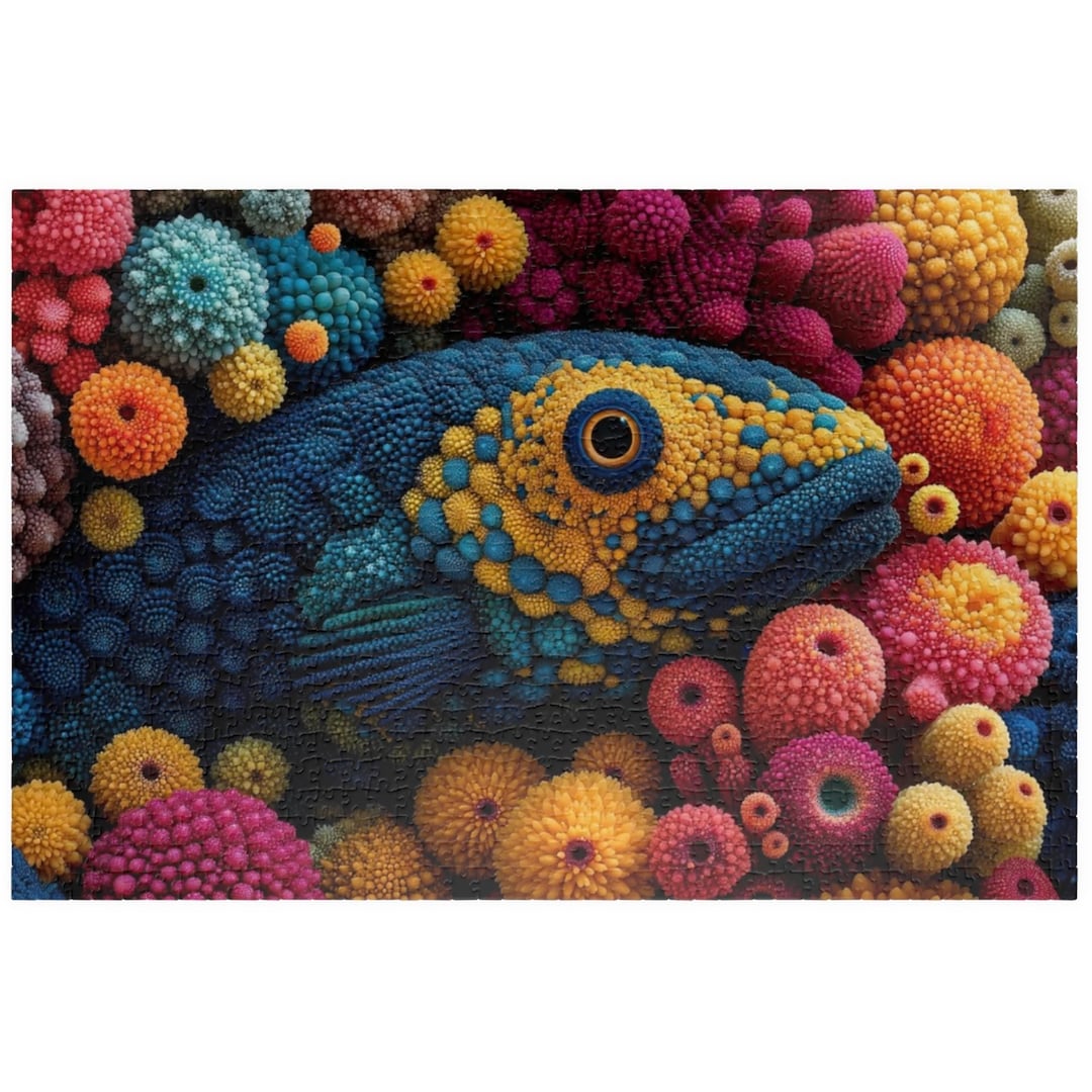 Vibrant 3D Fish Puzzle - Colorful Fish Among Coral Reef Balls, Unique ...