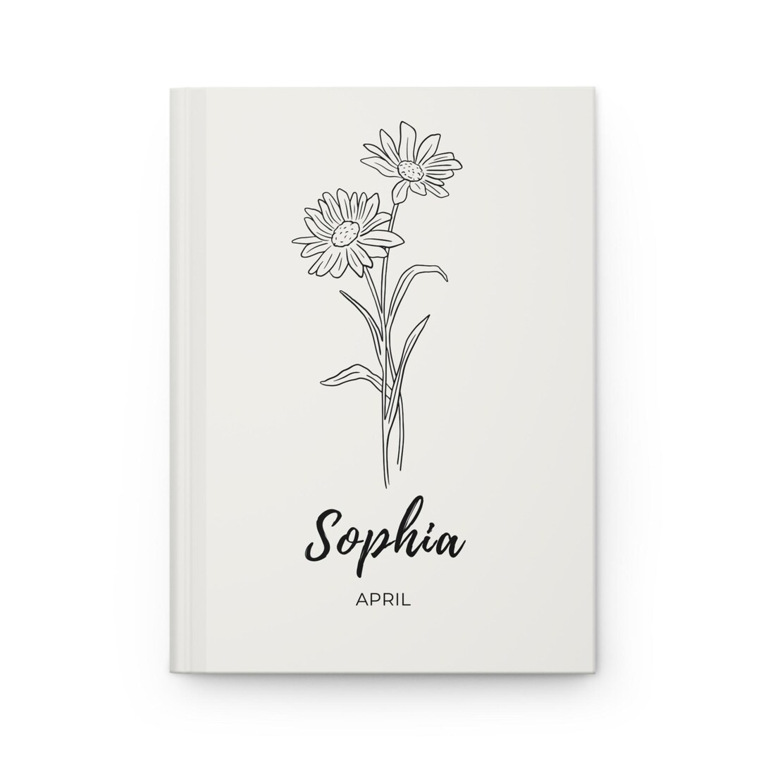 Notebook April April Birth Flower Journal | Custom Daisy Floral Notebook ...