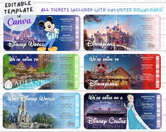 Gepersonaliseerd Disney-vakantieticket | Vakantieverrassing onthullen (bewerkbare sjabloon)