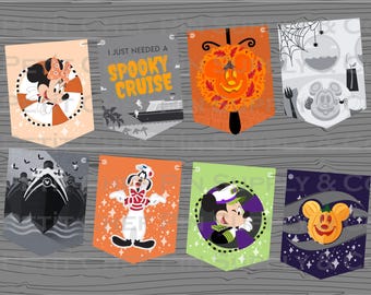 Banner de Halloween para camarote de crucero Disney / Decoración de crucero DCL / Descarga instantánea / Hazlo tú mismo / Plantilla editable / Banner de crucero imprimible