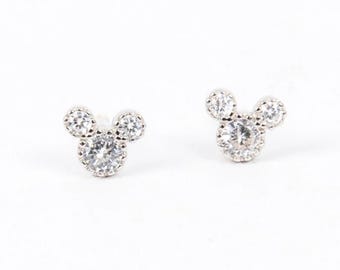 Dainty Sterling Silver or Gold Mickey Mouse Earrings