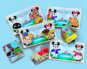 Set de inicio de pins de Disney / 2 pins aleatorios, regalo de crucero