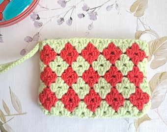 Small Zipper Pouch,Crochet Coin Purse, Crocheted Small Wallet,Card Holder , Credit Card Wallet, Mini Purse, Travel Pouch