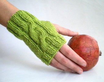 Mitaines vertes scintillantes, mitaines en tricot, gants verts