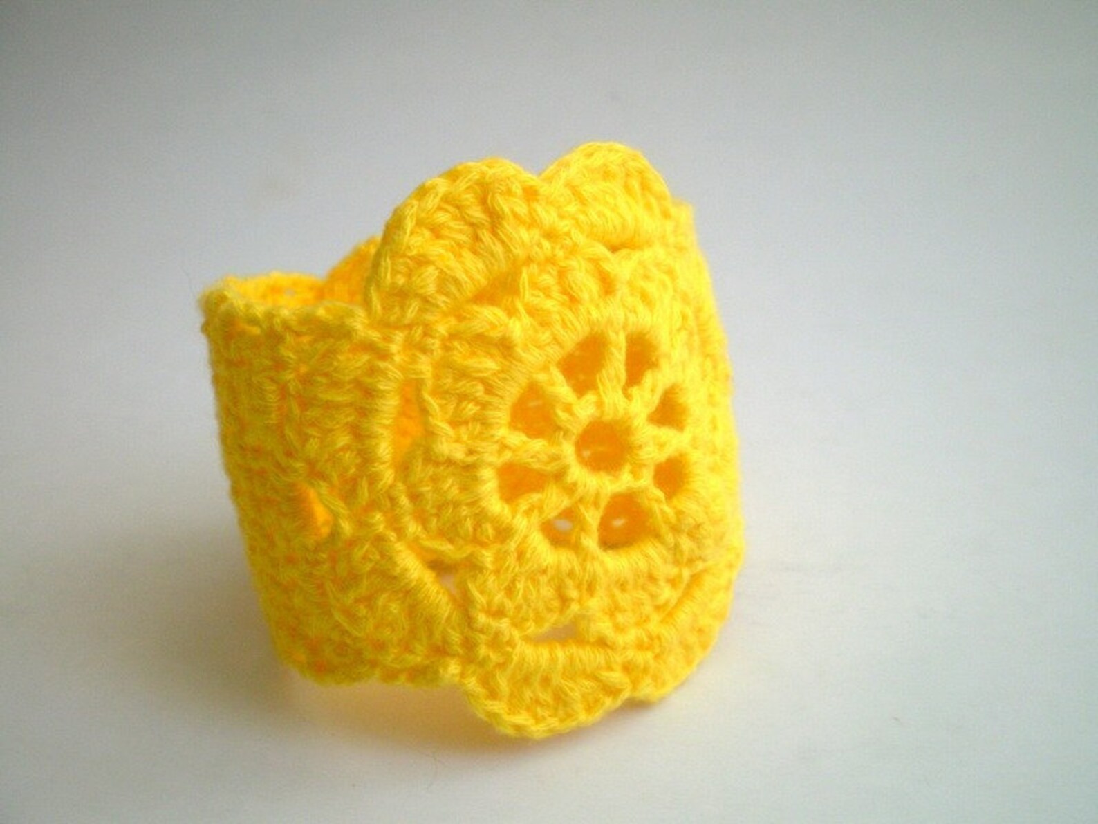 Crochet Lace Cuff Wrist Band in Yellow Etsy