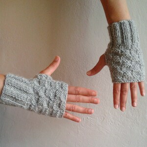 Fingerless Gloves, Gray Gloves, Knit Arm Warmers, Wrist Warmers