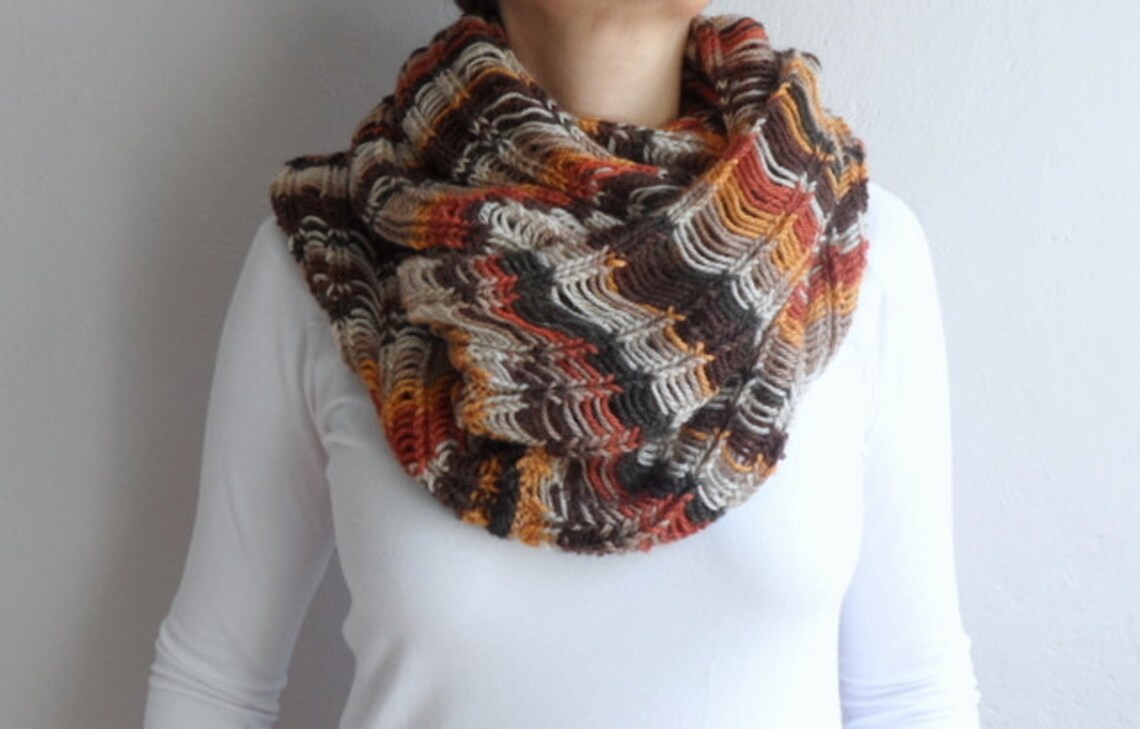 Chunky Infinity Loop Scarf Cowl Hood Neckwarmer Hand Knit - Etsy