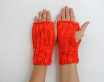 Fingerless Gloves Orange, Pumpkin Wrist Warmers