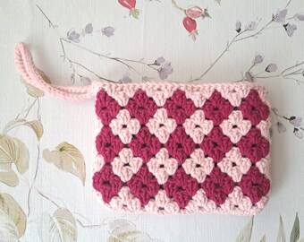 Crochet Coin Purse, Crocheted Wallet, Small Handmade Wallet ,Card Holder , Credit Card Wallet, Mini Purse