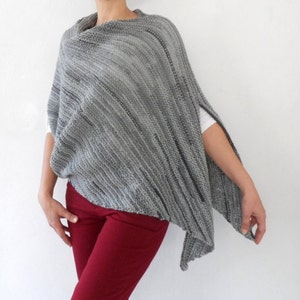 Plus Size Poncho Over Size Tunic Hand Knitted Cape Spring Fashion Gray Grey