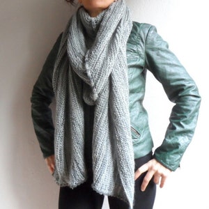 Gray Long Scarf Chunky Cowl Neckwarmer Shawl Vest Cape Stole Poncho Women Fashion image 3