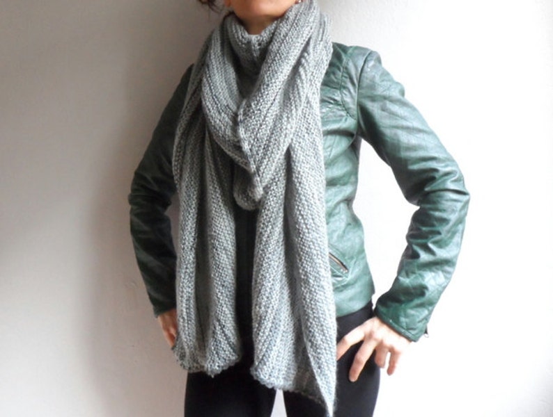 Gray Long Scarf Chunky Cowl Neckwarmer Shawl Vest Cape Stole Poncho Women Fashion image 3