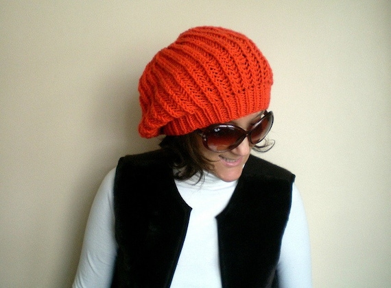 Orange Slouchy Hat, Womens Beanie, Winter Fashion - Etsy display picture 1