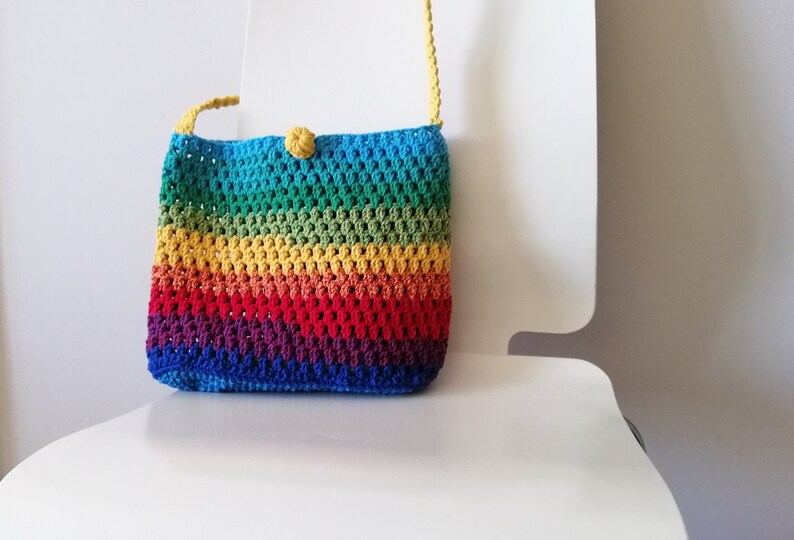 Rainbow Shoulder Bag Tote Bag Crochet Purse for Women Etsy