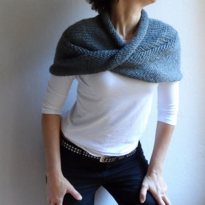 Knit Chunky Cape Hood Cowl Shawl Neckwarmer Loop Scarf Infinity Scarf Dark Gray Spring Fashion image 1