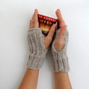Fingerless Gloves in Oatmeal Beige, Winter Accessories image 5
