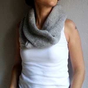 Knit Gray Vest Cross Sweater Scarf Neckwarmer Wrap Hood Capelet Top Gray Sweater, Winter Accessories image 2