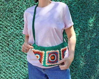 Handmade Granny Square Crochet Crossbody Bag