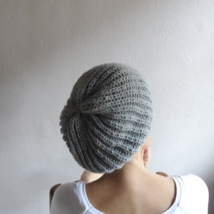 Slouchy Beanie in Light Gray, Slouchy Hat