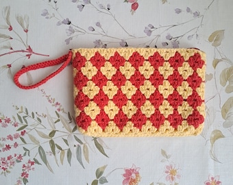 Crochet Wristlet,  Crochet Lined Zipper Pouch, Crochet Wallet, Make up Bag, Crochet Hook Bag, Clutch, Crochet Pen Case, Crochet Card Holder