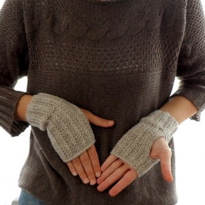 Fingerless Gloves in Oatmeal Beige, Winter Accessories image 4