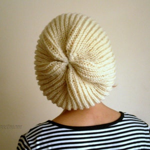 Cream Slouchy Hat, Knit Hat, Winter Hat, Winter Accssories image 1