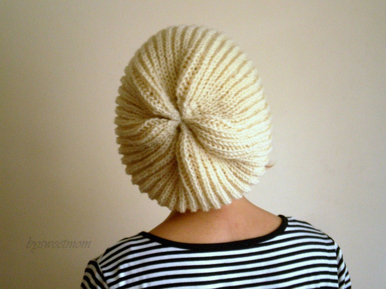 Cream Slouchy Hat, Knit Hat, Winter Hat, Winter Accssories image 1