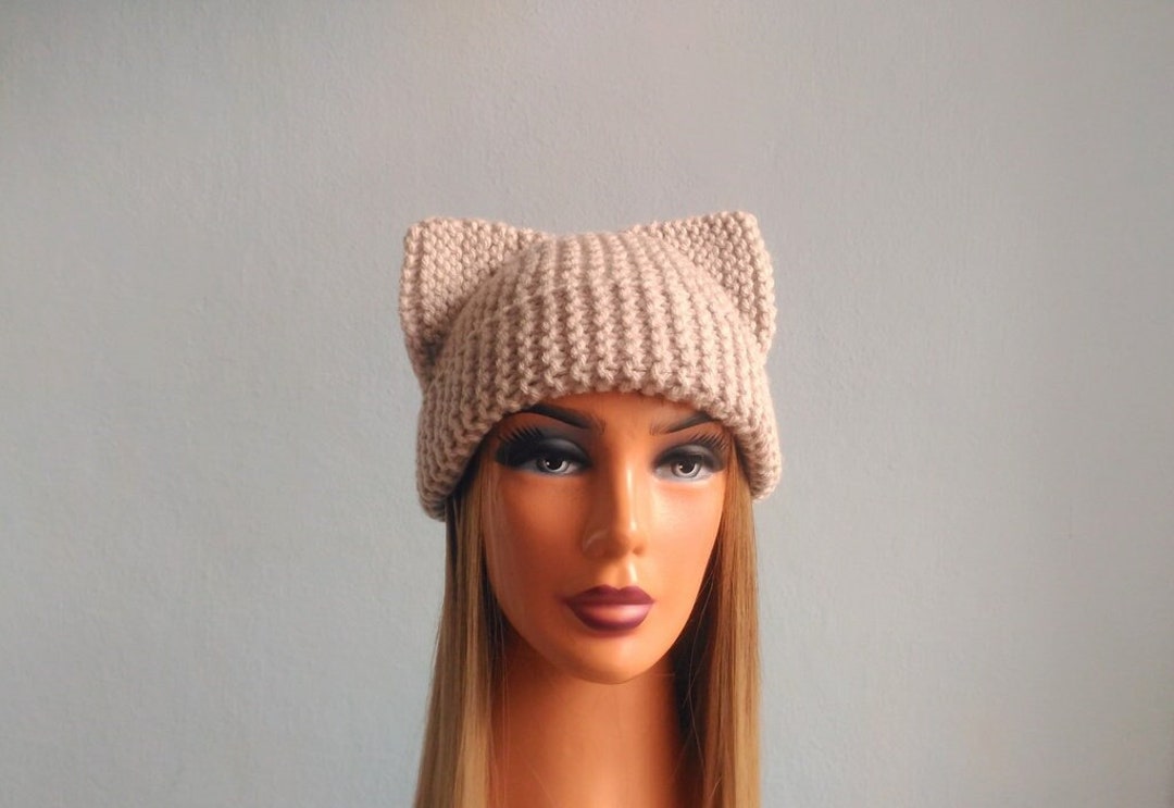 Cat Ears Hat, Knit Cat Hat, Cat Ears Beanie, Cat Beanie, Chunky Knit