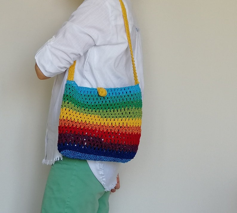 Rainbow Shoulder Bag Tote Bag Crochet Purse for Women Etsy