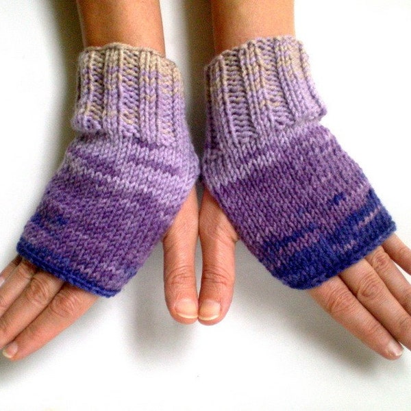 Wool Blended Purple Pink Fingerless Gloves