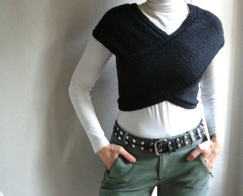 Knit Black Vest Cross Sweater Scarf Neckwarmer Wrap Hood Cape Top Winter Accessories Winter Fashion