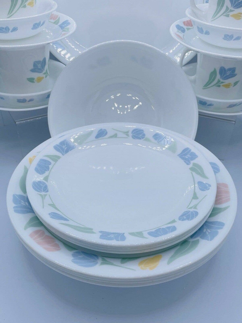 Corelle Friendship Dinnerware Set of 30 W/pasta Bowls & Luncheon Plates