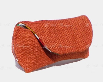 Small Eyeglass case for Reading glasses Orange Reader Eyeglasses pouch Soft Spectacles Holder Fabric Sleeve *Free Shipping Gifts Under 15