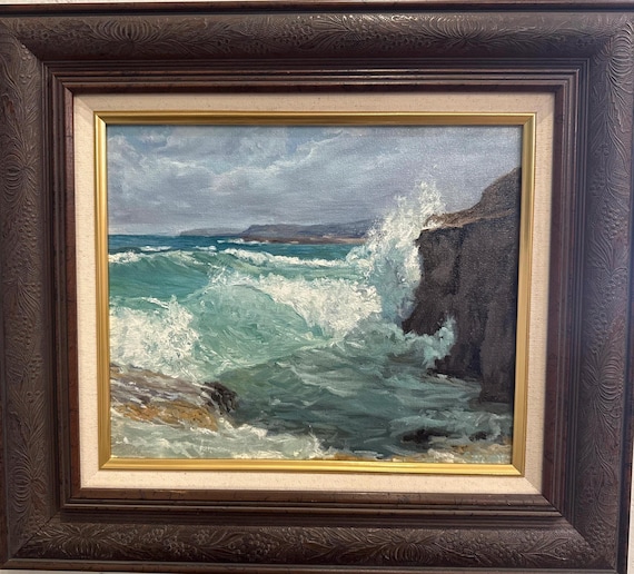 Original Seascape Oil Painting, Framed Australian Coastal Scene