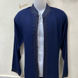 Men's Moroccan Cotton Amazigh Tunic: Handmade Ethnic Shirt image 1