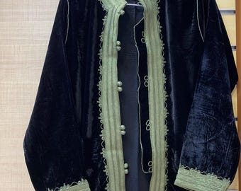Moroccan Handmade Men's Tunic Caftan - Blue Cotton With Thread Embroidery, Breathable & Elegant