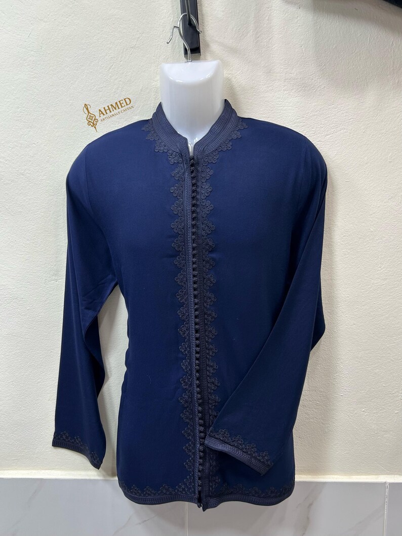 Men's Moroccan Cotton Amazigh Tunic: Handmade Ethnic Shirt image 2