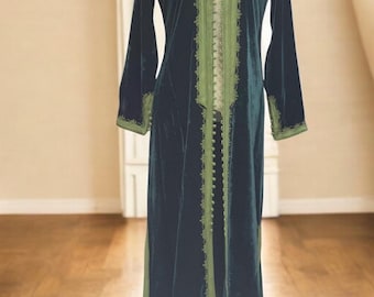 Kaftan Femme Marocain en Velours - Parfait pour Occasions Spéciales