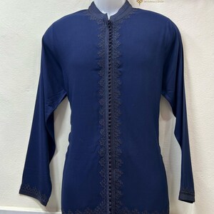 Men's Moroccan Cotton Amazigh Tunic: Handmade Ethnic Shirt image 6