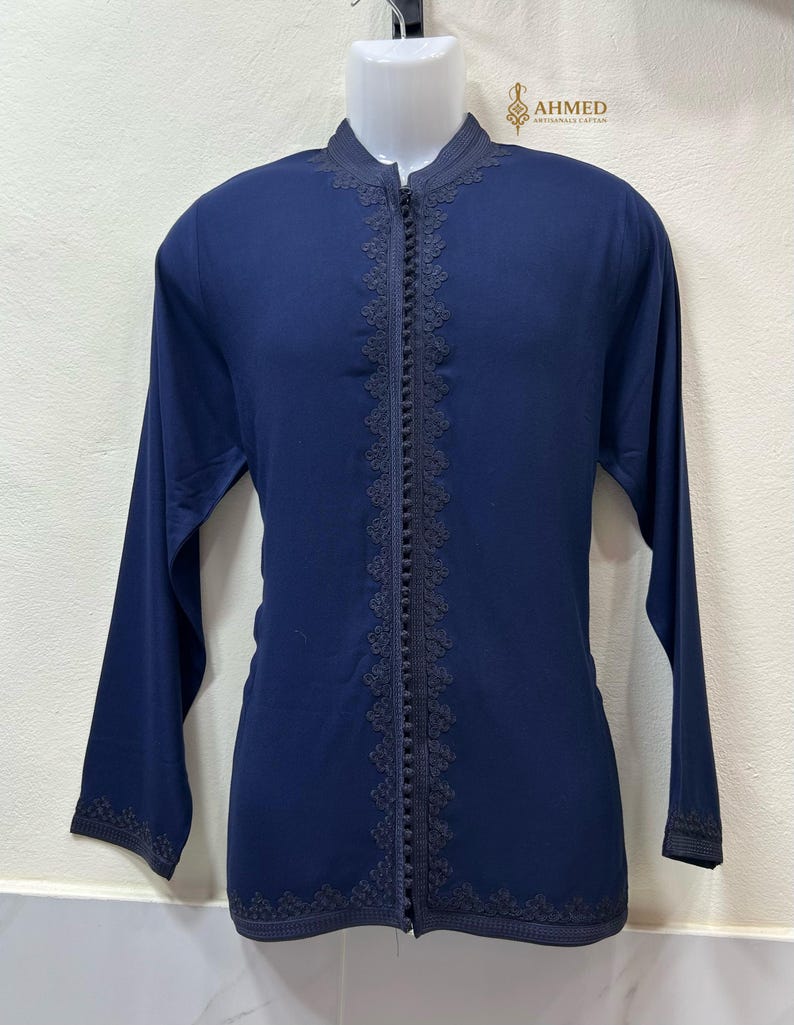 Men's Moroccan Cotton Amazigh Tunic: Handmade Ethnic Shirt image 6